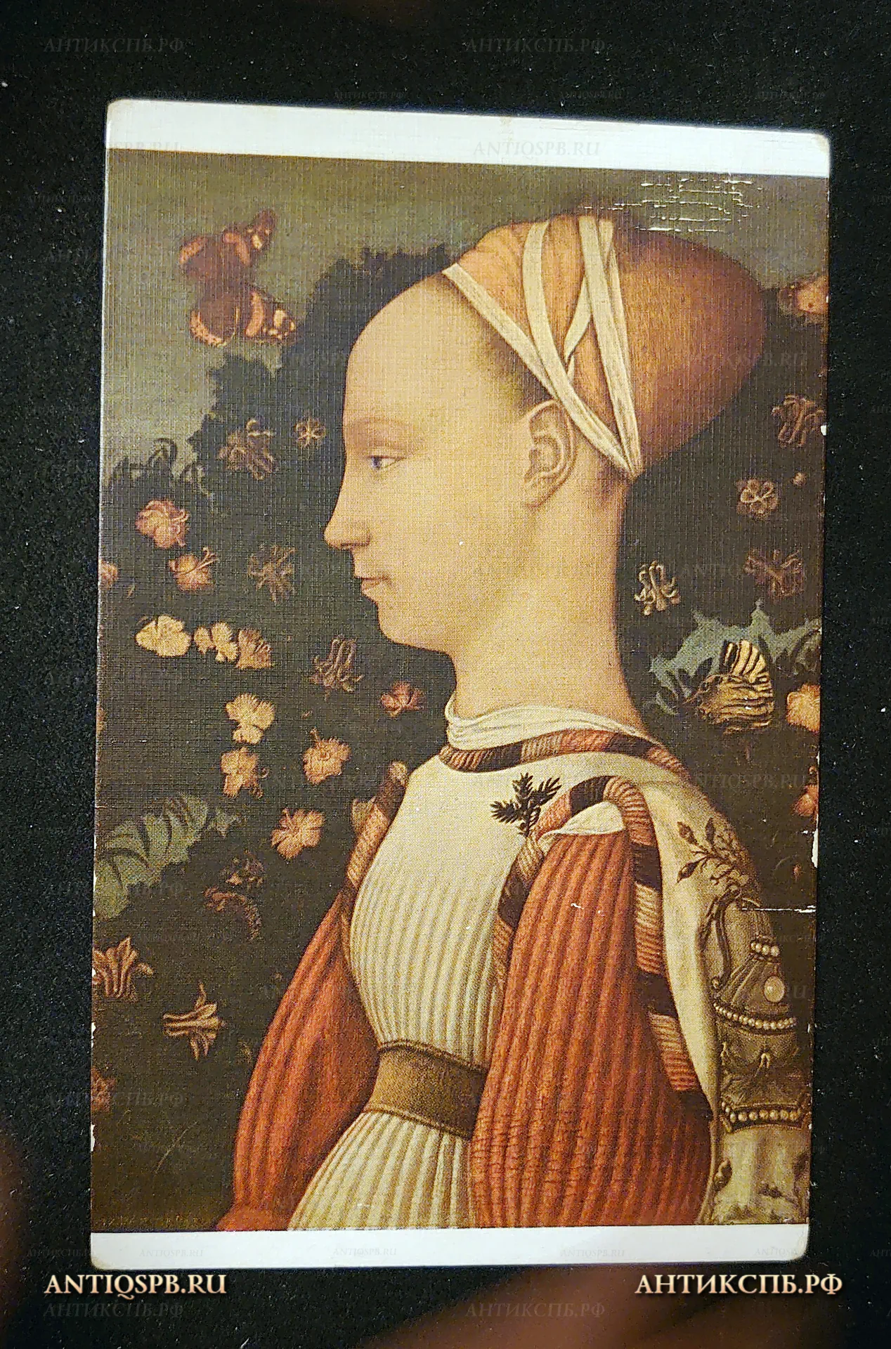 Открытка старинная "Портрет Джиневры д'Эсте". Pisano (Vittore) dit Pisanello (1380-1451). Антонио Пизанелло . Musée du Louvre. Printed in Paris. -- Lapina. Нач. ХХ века. Франция. №7418